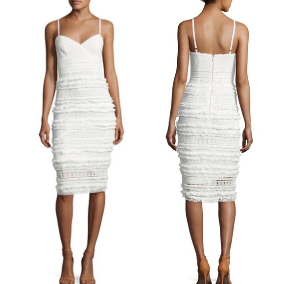 Trina Turk Stow‎ Sleeveless Tiered Fringe & Lace Sheath Dress Size 2 - Picture 1 of 10